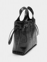 Bolso Tote Con Cordones Efecto Craquelado negro
