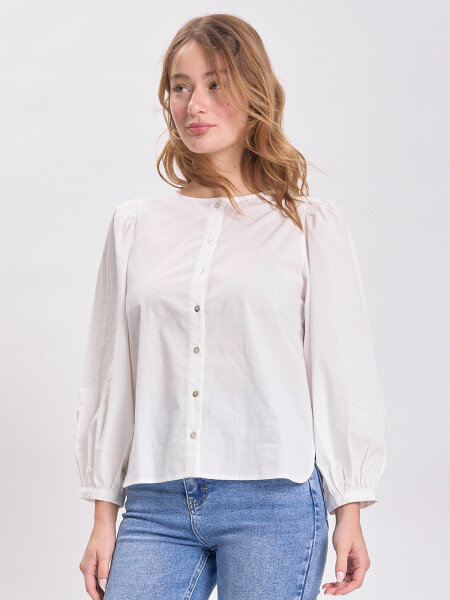 Blusa manga balloon Blanco