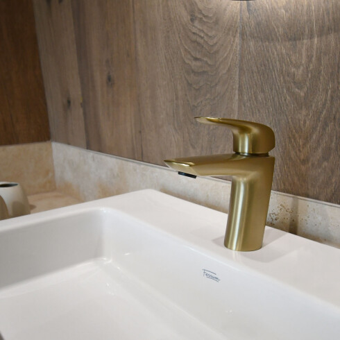 Griferia De Lavatorio Linea Epuyen Fv Monocomando Sin Desague Brushed Gold 000