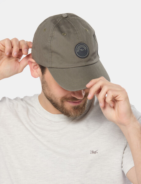 GORRO VISER DE LONA CON PARCHE DE GOMA Verde