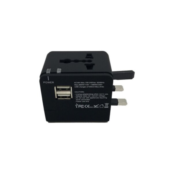 CARGADOR VIAJERO INTELIGENTE STANDARD "ROCA" 2.1A/2 USB CON ADAPTADOR UNIVERSAL CARGADOR VIAJERO INTELIGENTE STANDARD "ROCA" 2.1A/2 USB CON ADAPTADOR UNIVERSAL