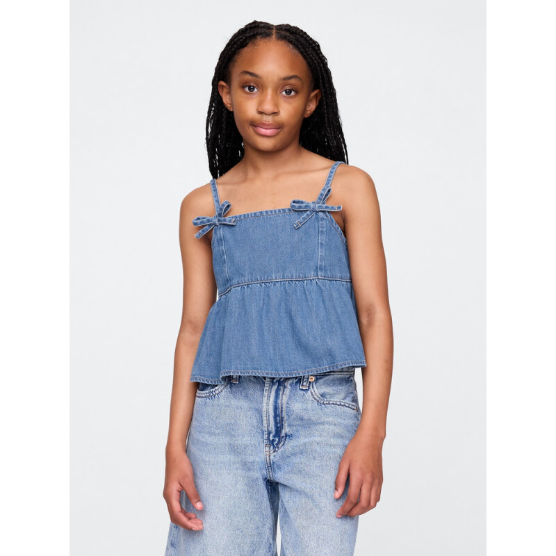 STRAPPY BOW TOP - DNM MEDIUM WASH