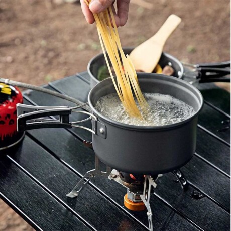 Juego de ollas para camping - 5 piezas Negro