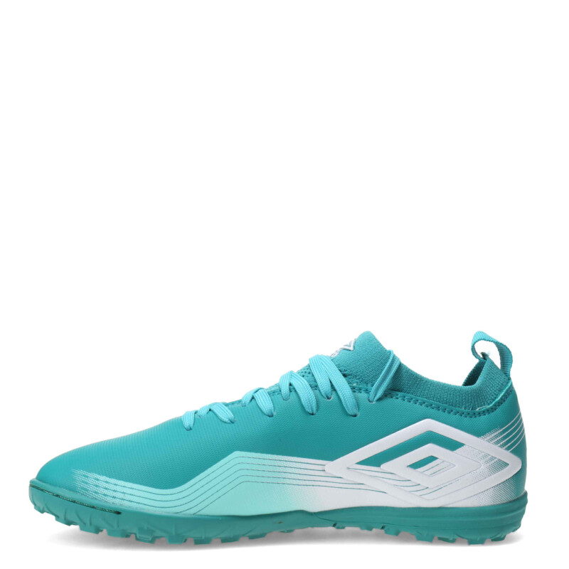 Championes de Fútbol 5 Infantiles Umbro Vibe TF Turquesa Agua - Blanco