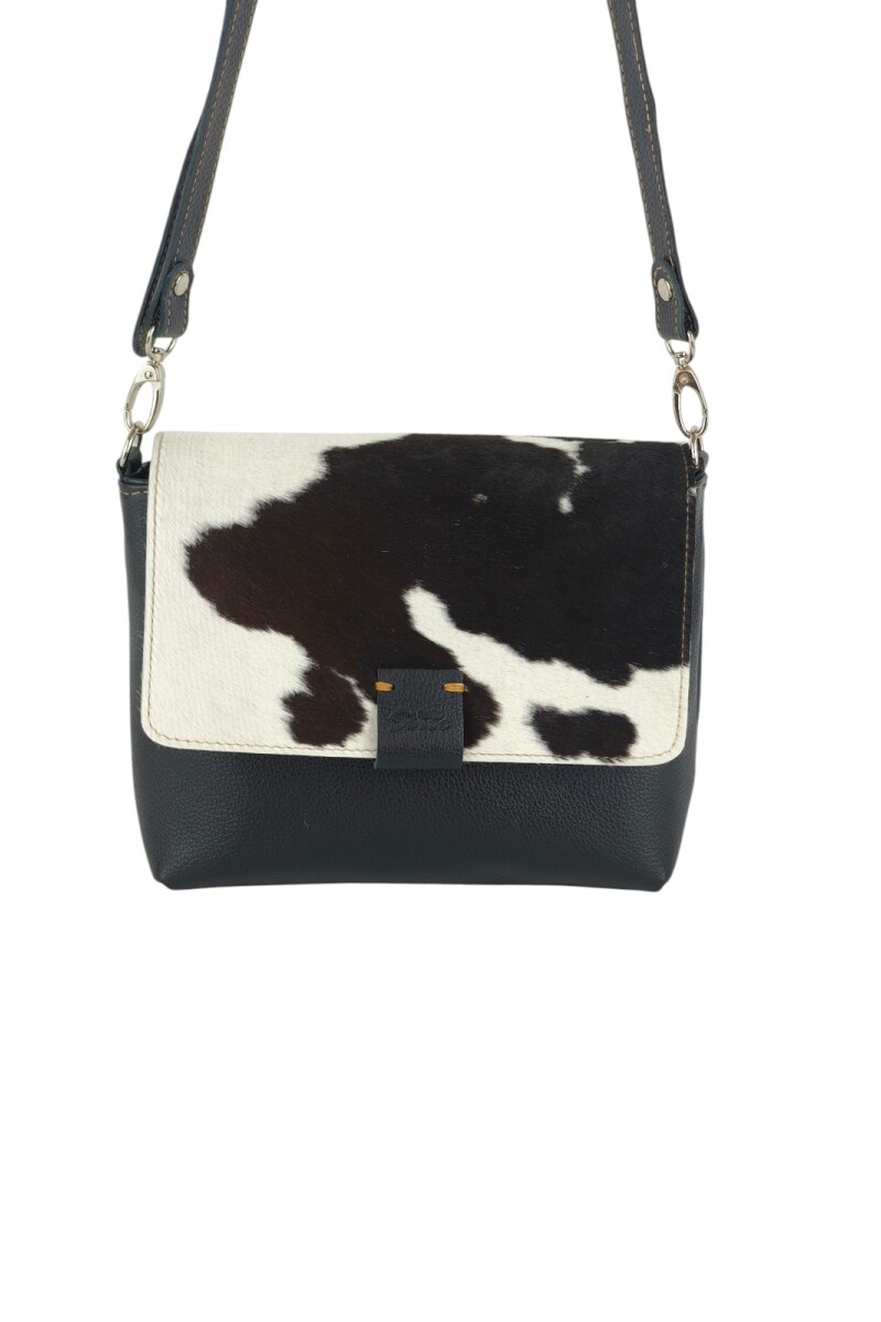 Morral con solapa combinado Negro