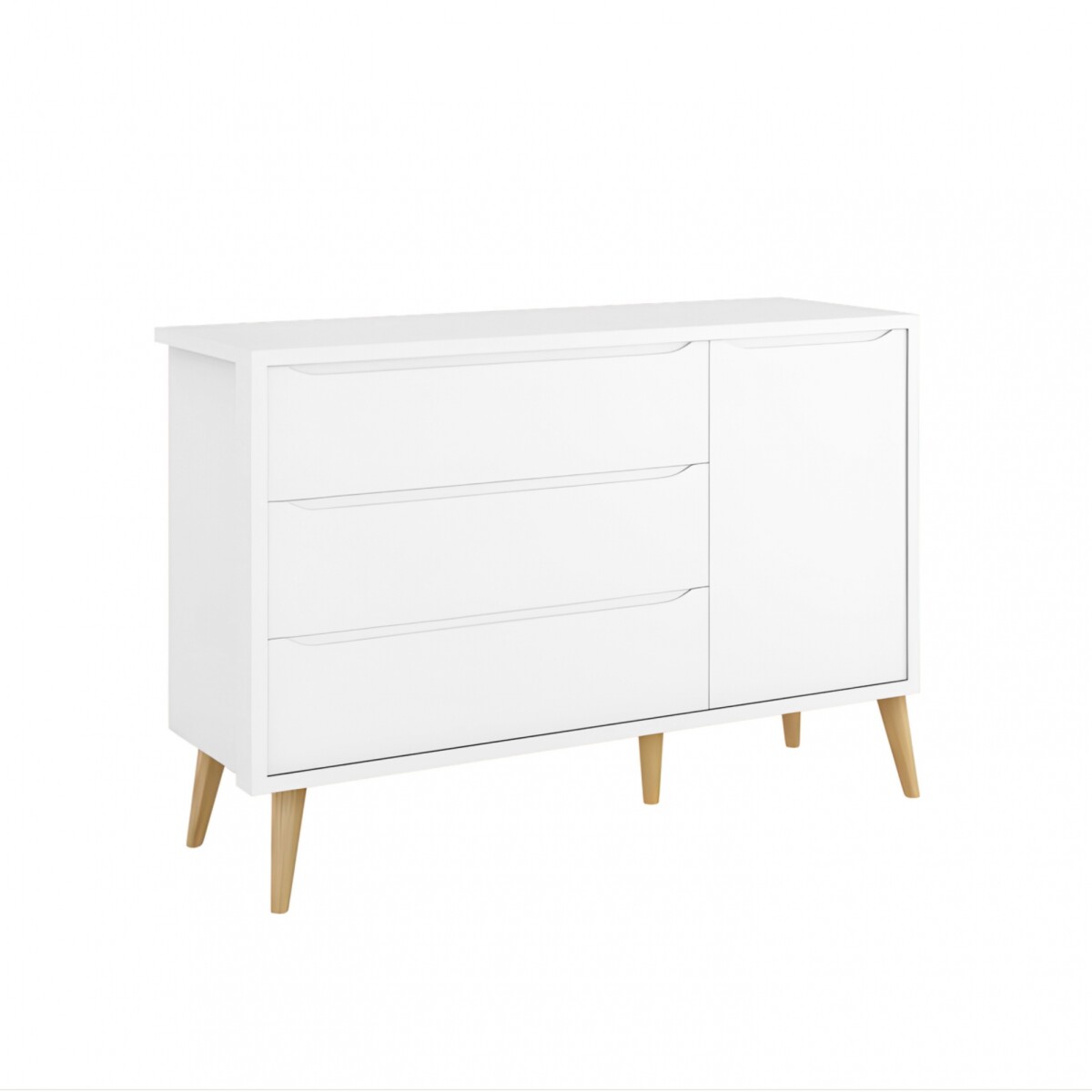 Cómoda 3 Cajones 1 Puerta Zapatera Infantil - Theo - Blanco 