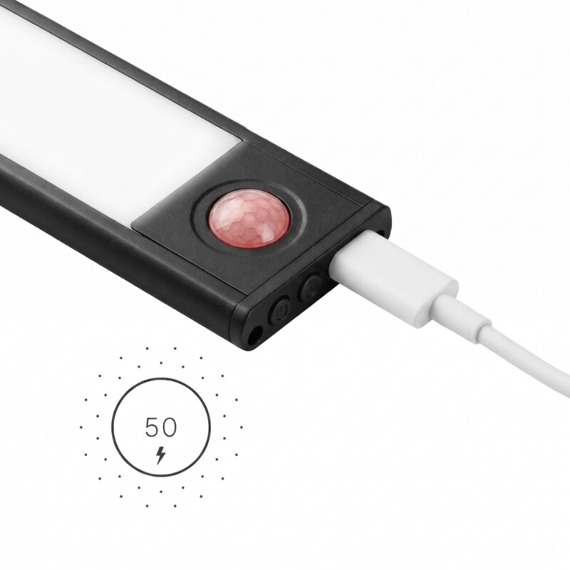 ARTEFACTO RECARGABLE MORAIS CON SENSOR DE MOVIMIENTO 40CM Lámpara Recargable Con Sensor De Movimiento Morais 40CM Negro