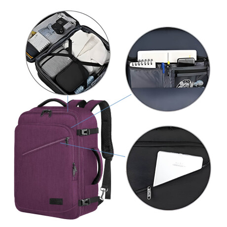 Mochila Viaje Valija Carry On Extens Liviana Calidad Violeta