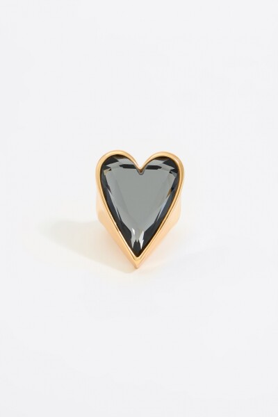 ANILLO CORAZÓN CRISTAL FUMÉ Oro