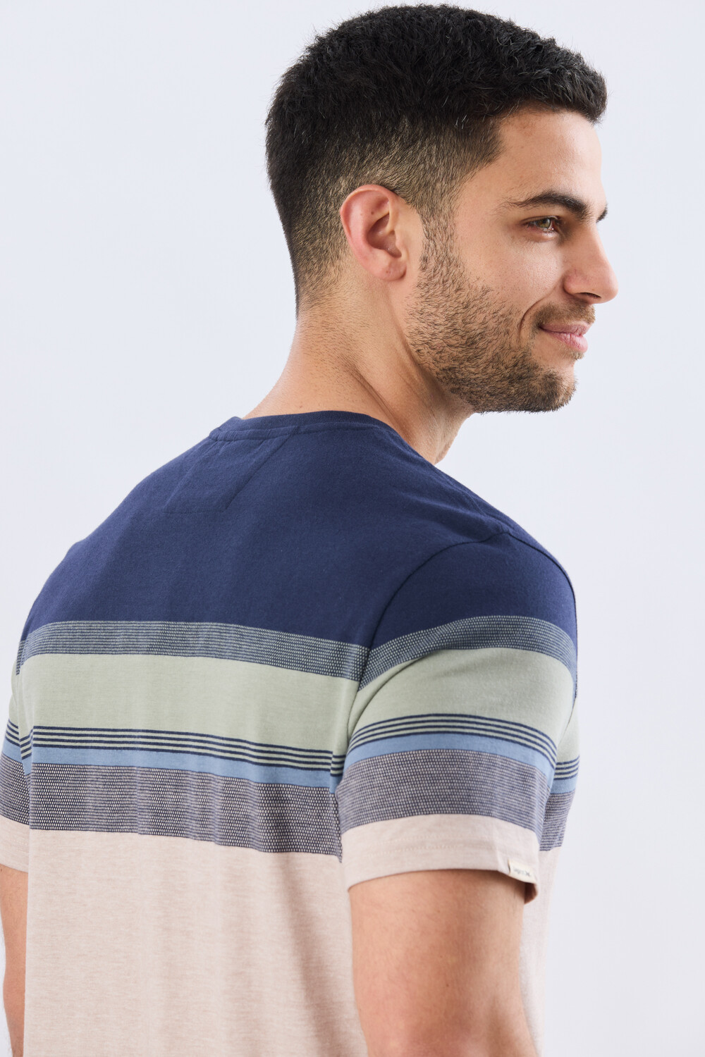 REMERA RAYADA DE ALGODÓN Beige