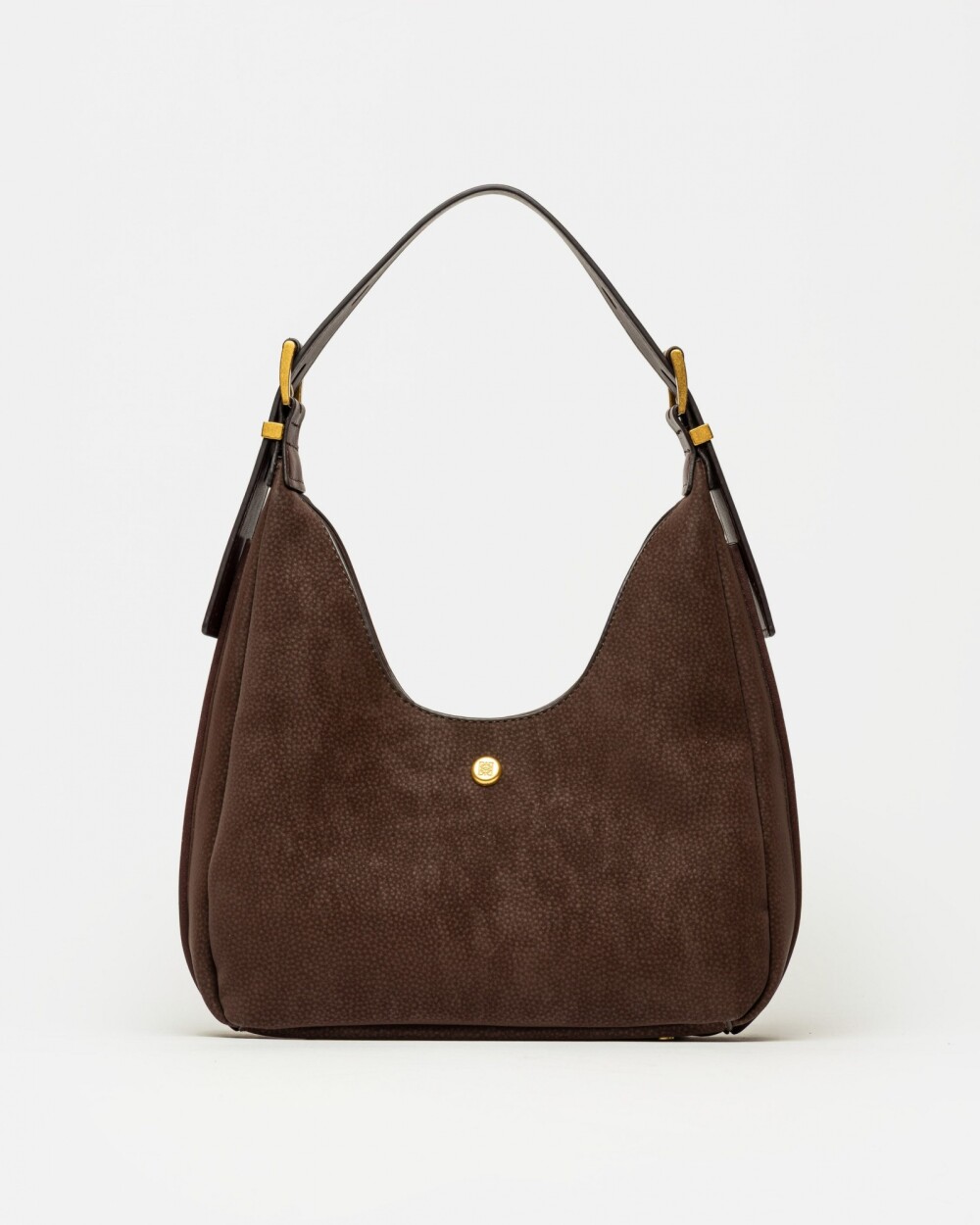 Cartera al hombro Raw en efecto gamuza Marron