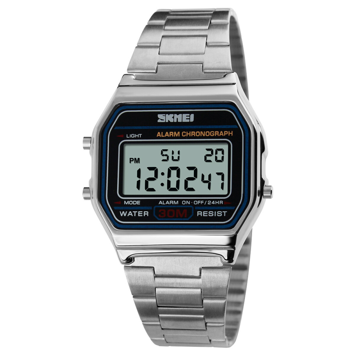 Reloj Skmei 1123SI Unisex Digital con Correa de Acero Plateada - Plateado 