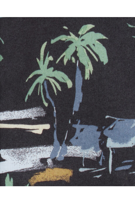 Camisa de algodón, manga corta, diseño tropical Camisa de algodón, manga corta, diseño tropical