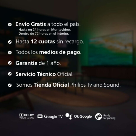 Tv Philips 55'' Google Tv Ambilight 4K Uhd