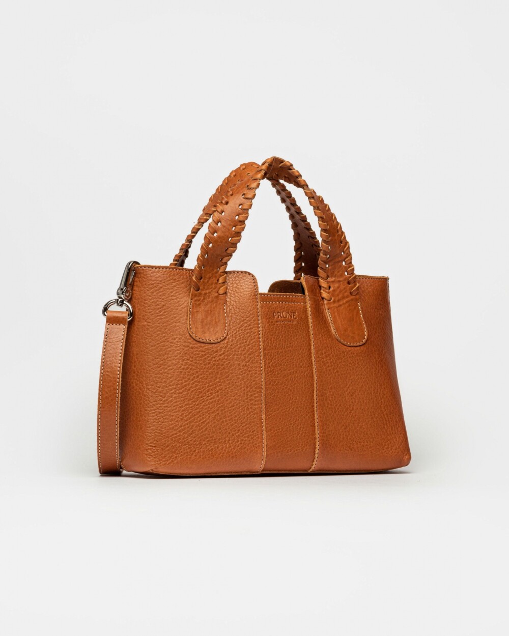 Cartera de mano The Braided en cuero vegetal liso Marron