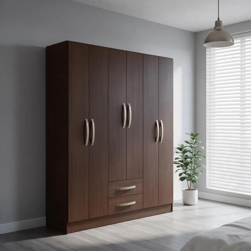 Ropero 6 Puertas 2 Cajones Armario Placard Roperia marron Ropero 6 Puertas 2 Cajones Armario Placard Roperia Marron