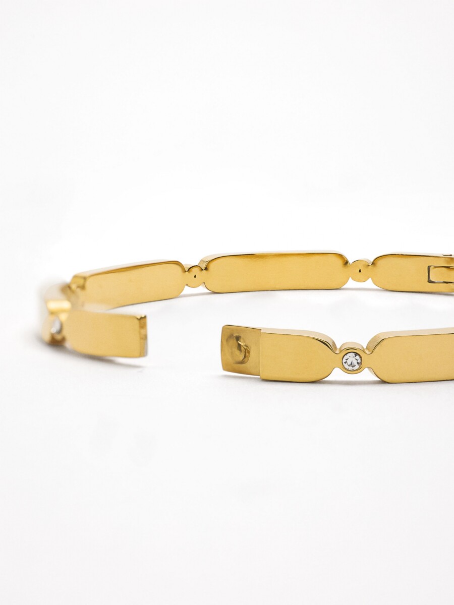 Pulsera Segmentada Con Cristales - Acero Inoxidable dorado