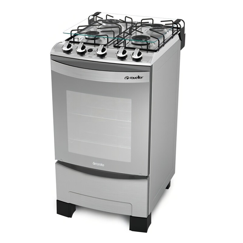 Cocina Mueller Decorato 4b Color Inox Puerta Con Visor 220v Cocina Mueller Decorato 4b Color Inox Puerta Con Visor 220v