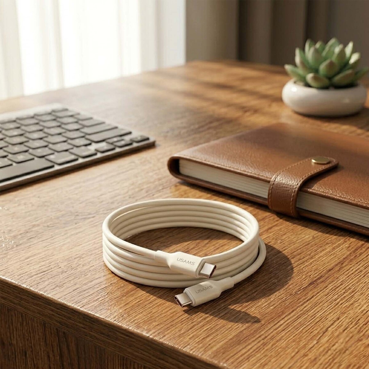 Cable Tipo C a Tipo C 60W 3 Metros USAMS Premium Fast Charge - Blanco 