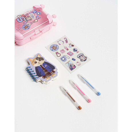 Set De Librería En Mini Valijita Rosa Claro