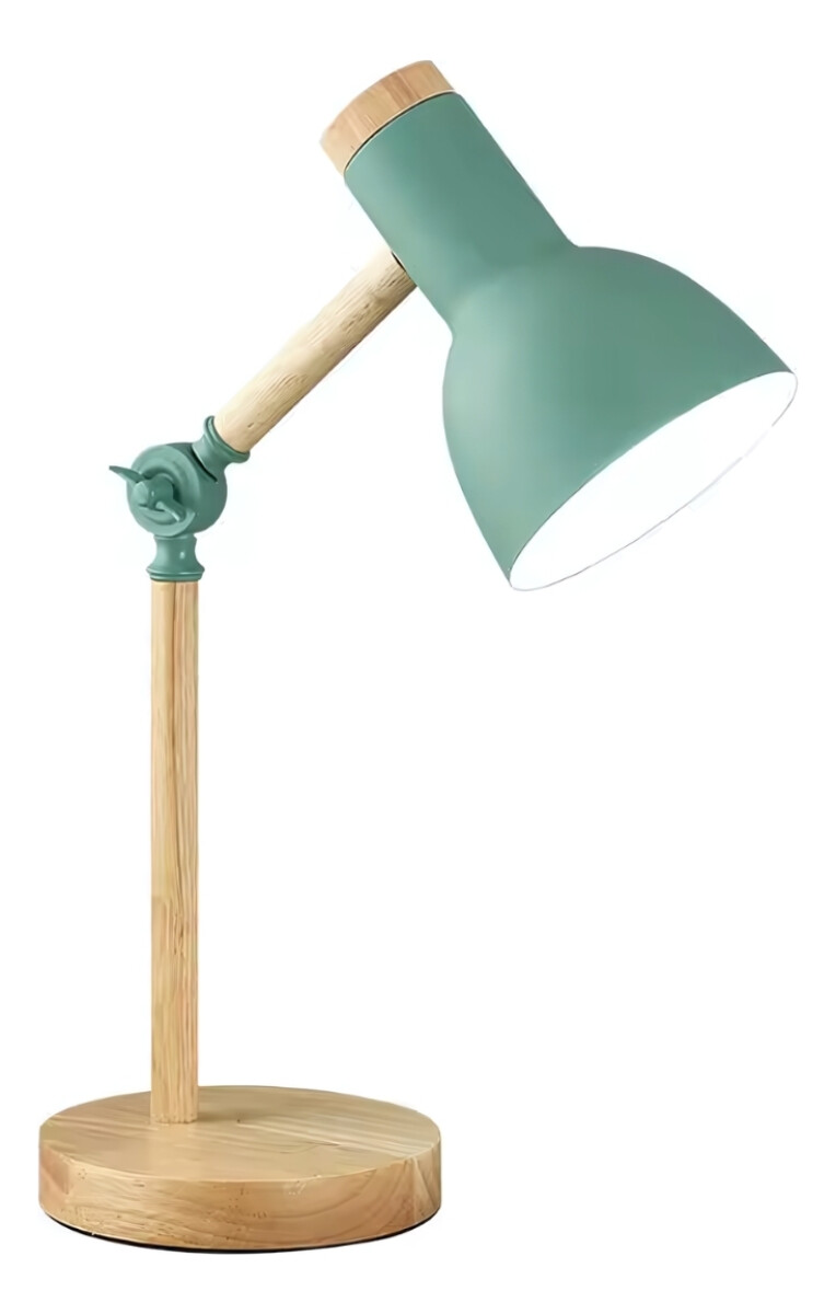Pack X2 Lampara Escritorio Portatil Nordica Madera Y Metal - Verde 