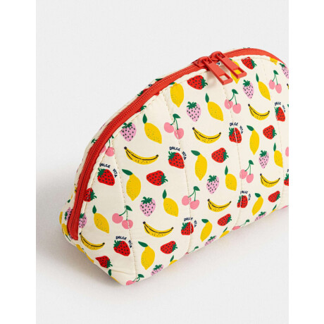 Portacosméticos Estampa Frutas Blanco Crudo