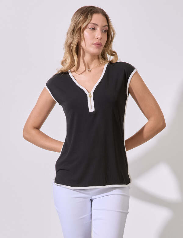 Blusa Zips NEGRO/BLANCO