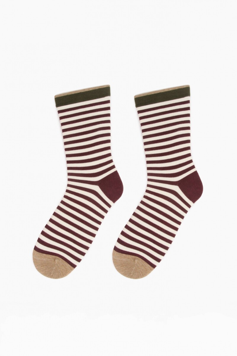 Medias rayadas - bordo 