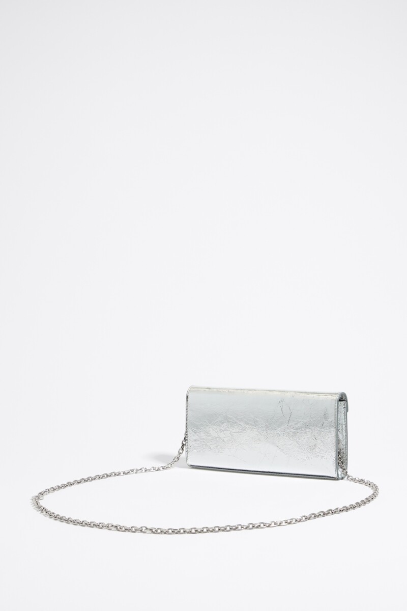 BOLSO SOLAPA MINI PIEL Plata