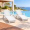 Set x2 Reposeras piscina+ mesa auxiliar BLANCO