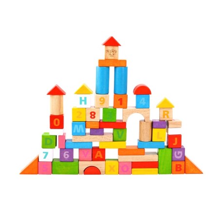 Tooky Toy 70 pcs Bloques de Madera Didáctico Tooky Toy 70 pcs Bloques de Madera Didáctico