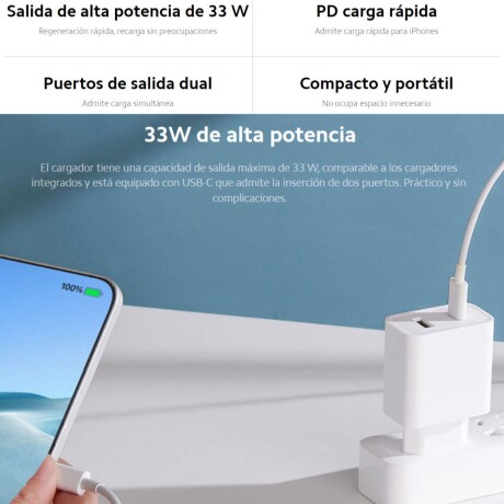 Cargador Xiaomi 33W USB-A + USB-C V01
