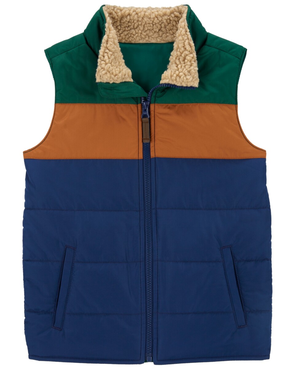 Chaleco acolchado, diseño colorblock 
