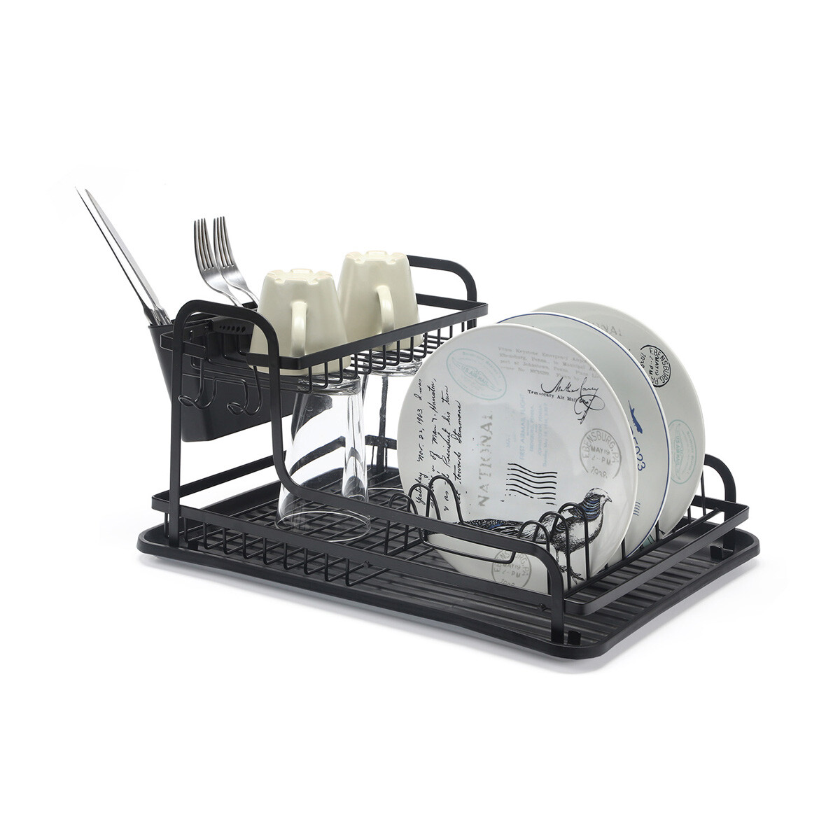Escurridor Secaplatos trastes Vajilla 2 Pisos niveles Acero cocina IMBACK Color Negro 
