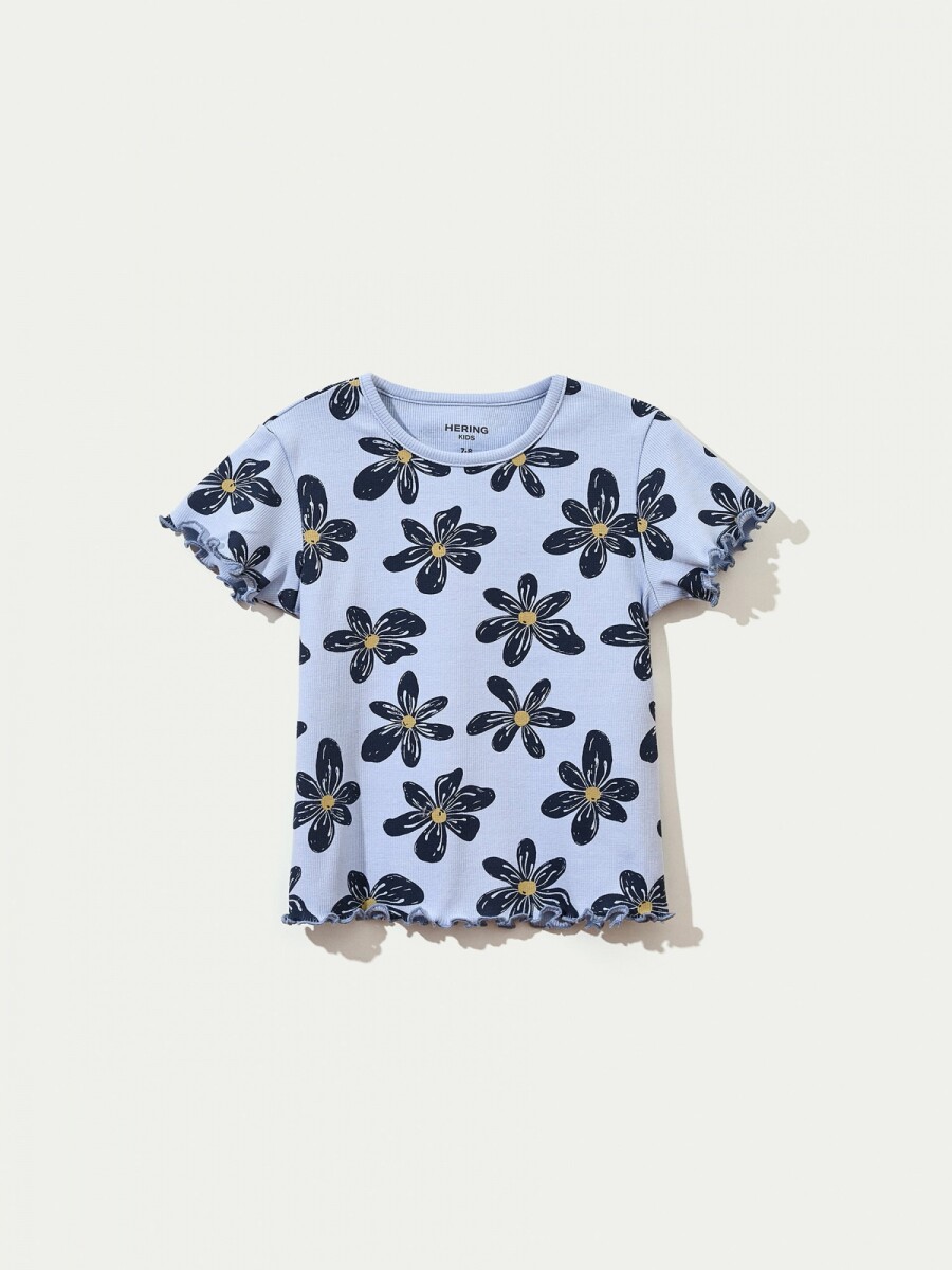 BLUSA MANGA CORTA INFANTIL CON ESTAMPADO - AZUL 