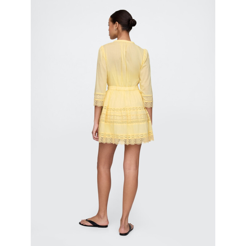 3/4 SLV TEXTURED MINI DRESS PALE BANANA 12-0824TCX