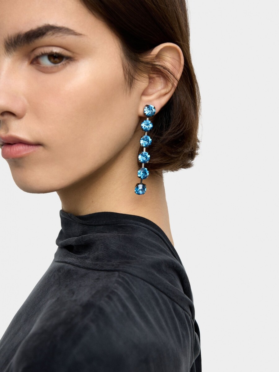 Pendientes Largos De Cristales azul