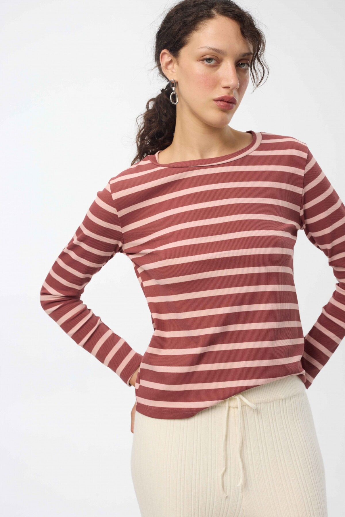 Remera Palma Rayas Rojo
