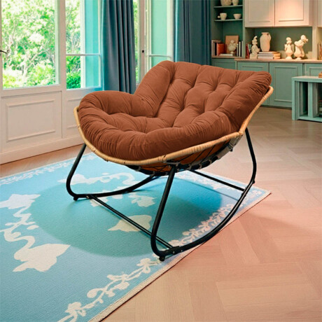 Silla Sillón Nido Mecedor Acolchado Grande Relax Marron