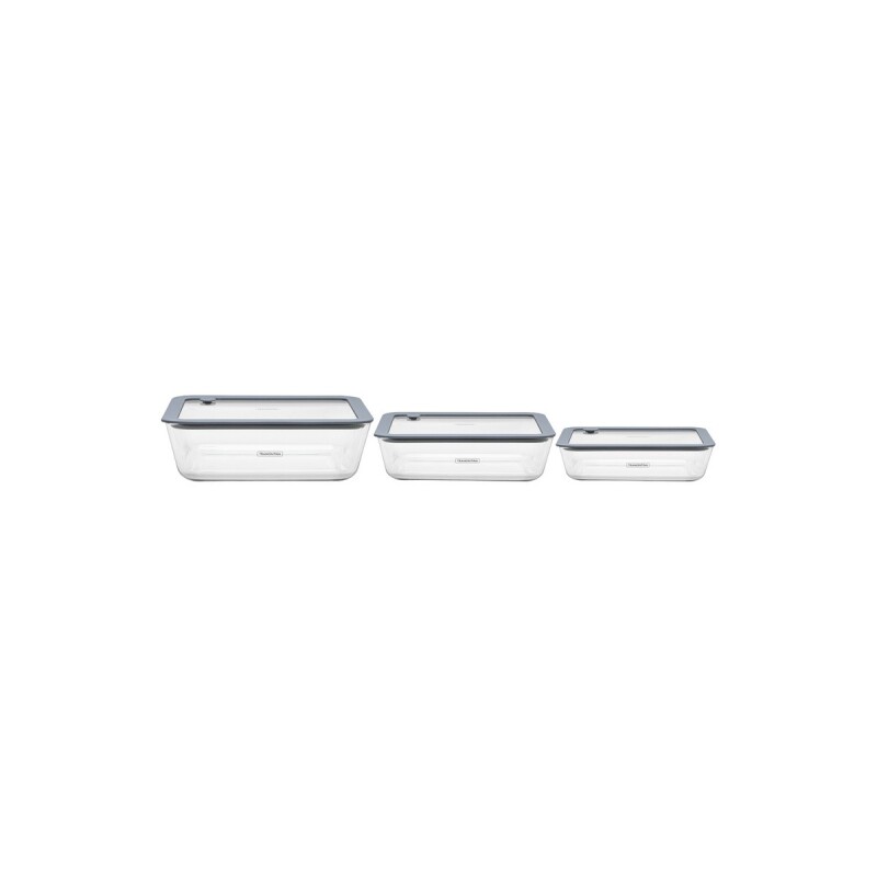Juego de 3 tuppers de Vidrio Tramontina Vittra Rectangulares con Tapa Hermética de Silicona 64220/770 Juego de 3 tuppers de Vidrio Tramontina Vittra Rectangulares con Tapa Hermética de Silicona 64220/770
