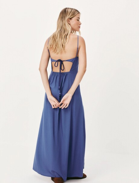 VESTIDO LARGO SIN MANGAS AZUL