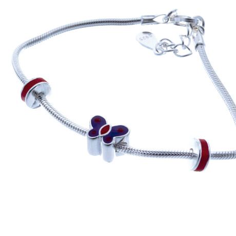 Pulsera de plata 925 con esmalte, MARIPOSA. Pulsera de plata 925 con esmalte, MARIPOSA.