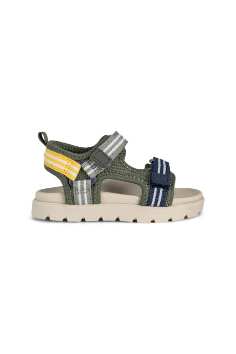 Sandalias con velcro, verdes, diseño con rayas Sin color