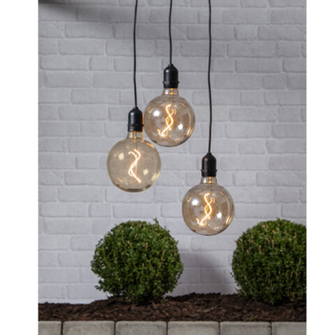 Globo LED deco. ámbar c/cable y gancho 4xAA IP44 EG3704