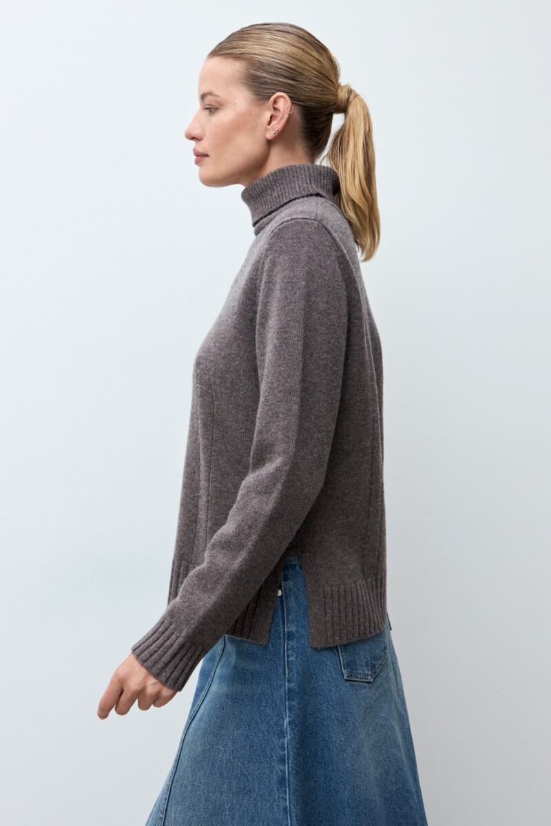 Polera Monaco de cashmere chocolate melange