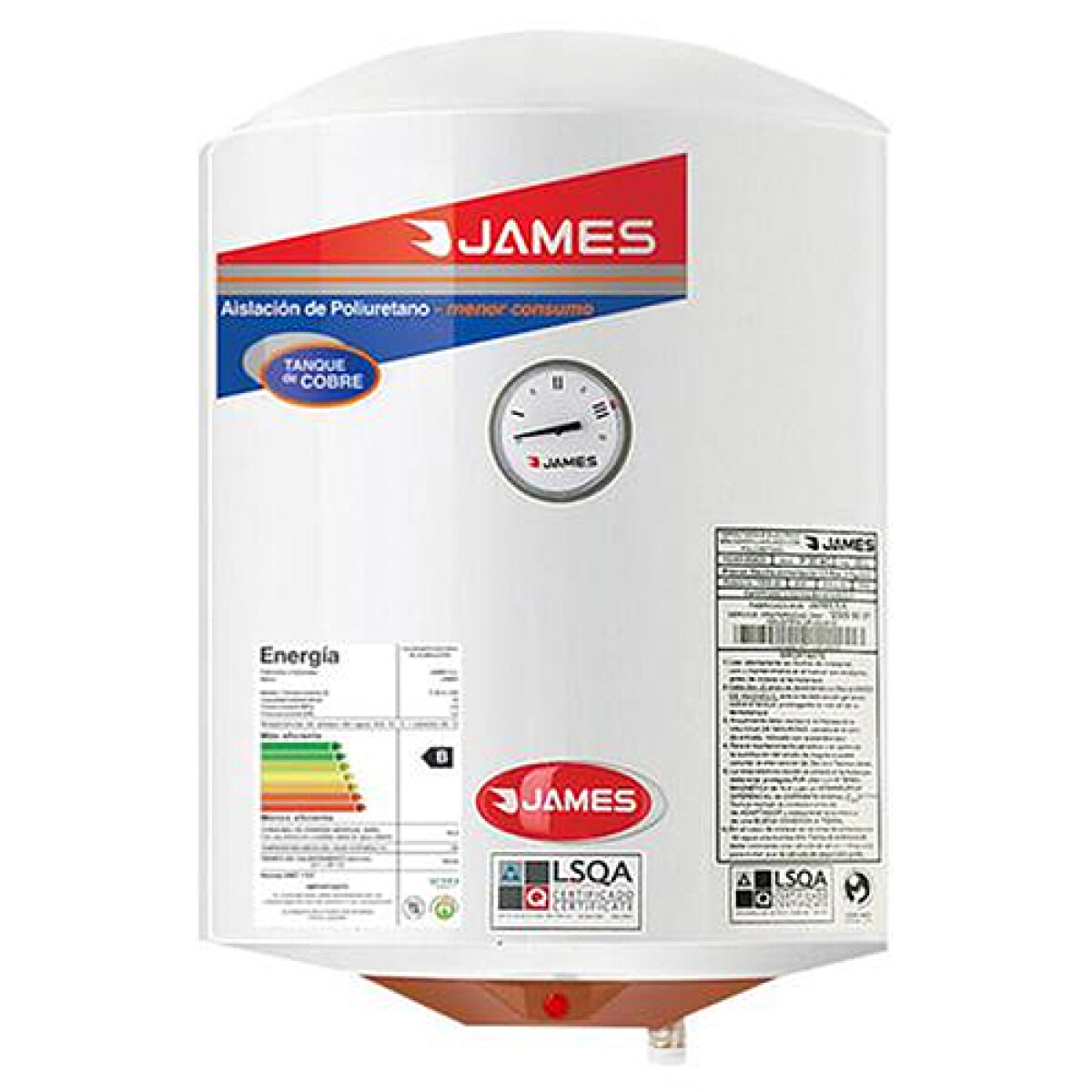 TERMOTANQUE JAMES 40 L COBRE Cilindrico 