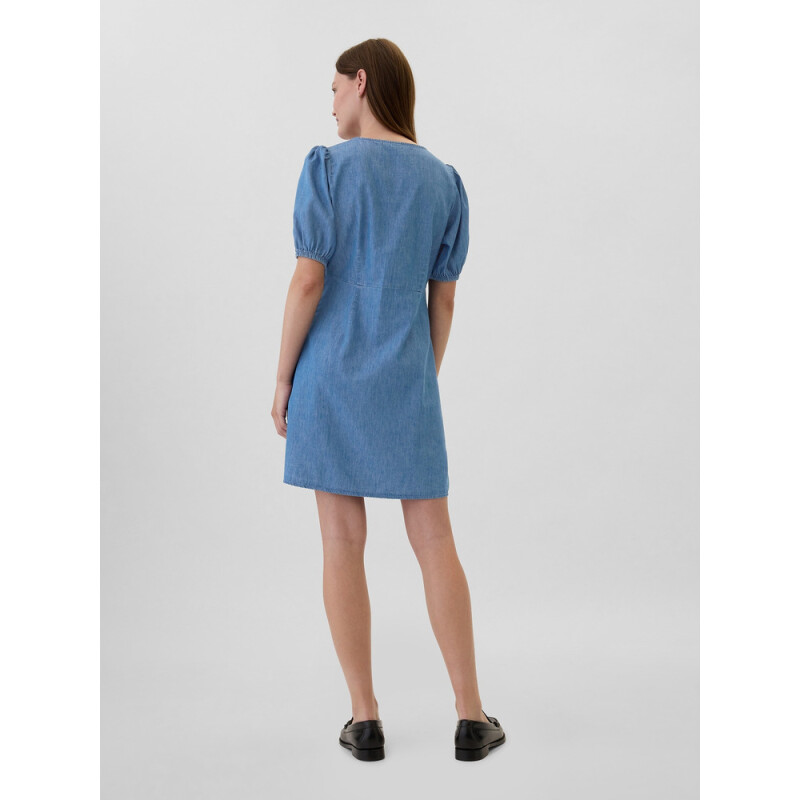V-BUTTON FRONT SS DRESS DNM MEDIUM WASH