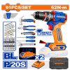 SET DE HERRAMIENTAS 91 PCS + TALADRO ATORN. C/ PERCUTOR 20V 62NM WADFOW SET DE HERRAMIENTAS 91 PCS + TALADRO ATORN. C/ PERCUTOR 20V 62NM WADFOW