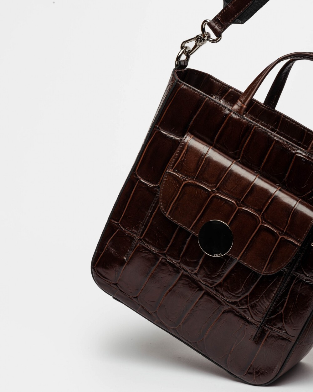 Shopper The Circle En Cuero Grabado Big Croco Marron