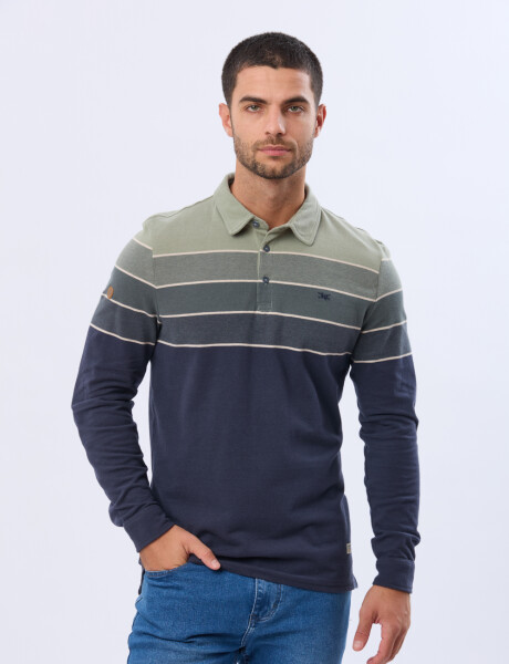 REMERA POLO PIQUE RAYADA Verde